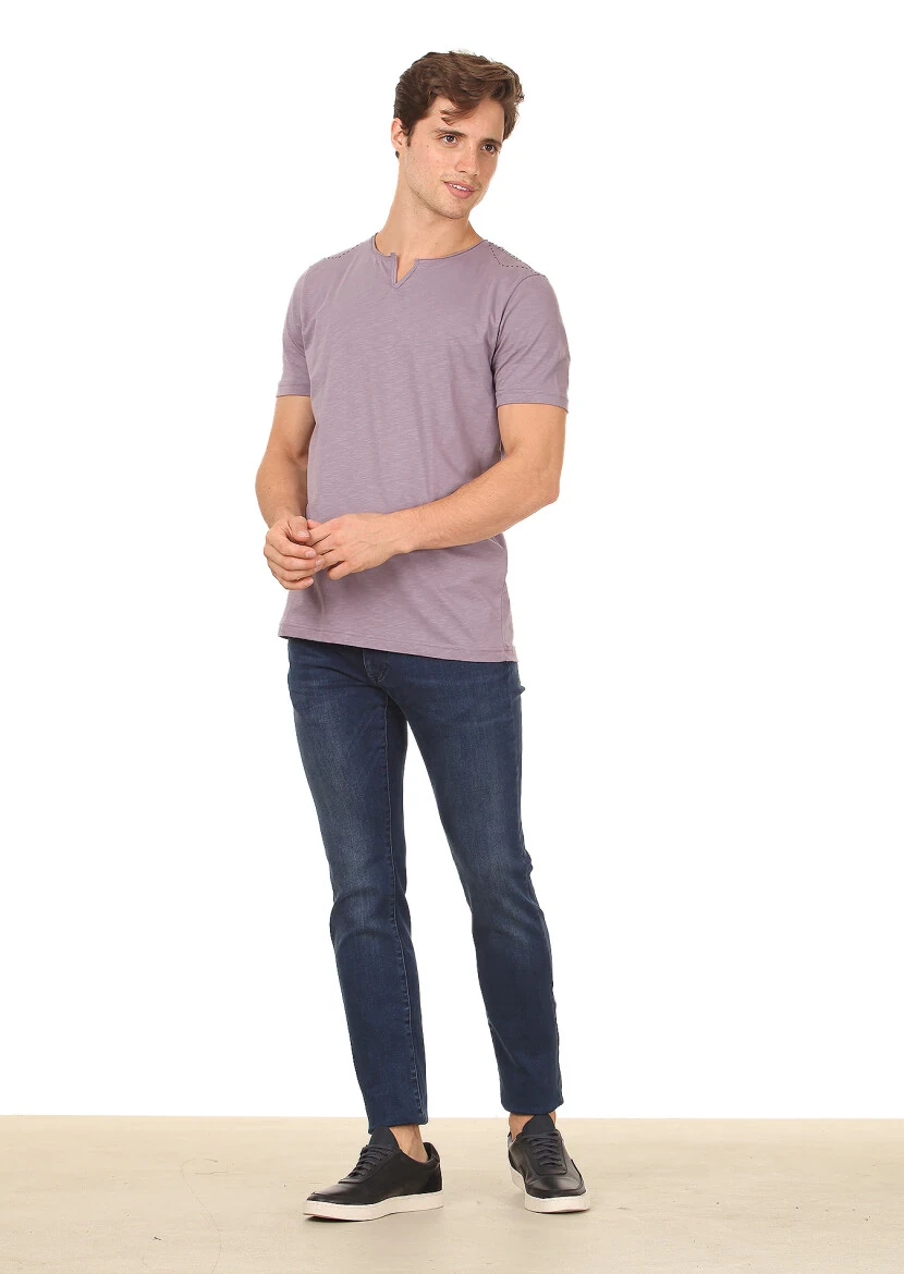 Purple Plain 100% Cotton T-Shirt - 3