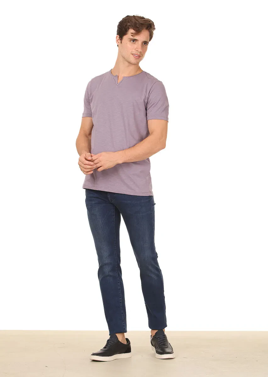 Purple Plain 100% Cotton T-Shirt - 3