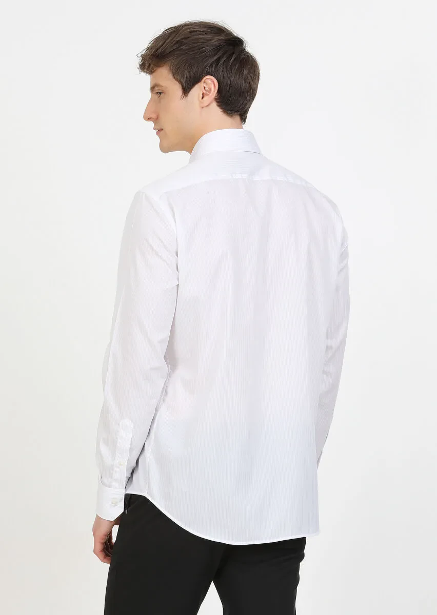 Purple Striped Regular Fit Weaving Classical 100% Cotton Shirt - 4