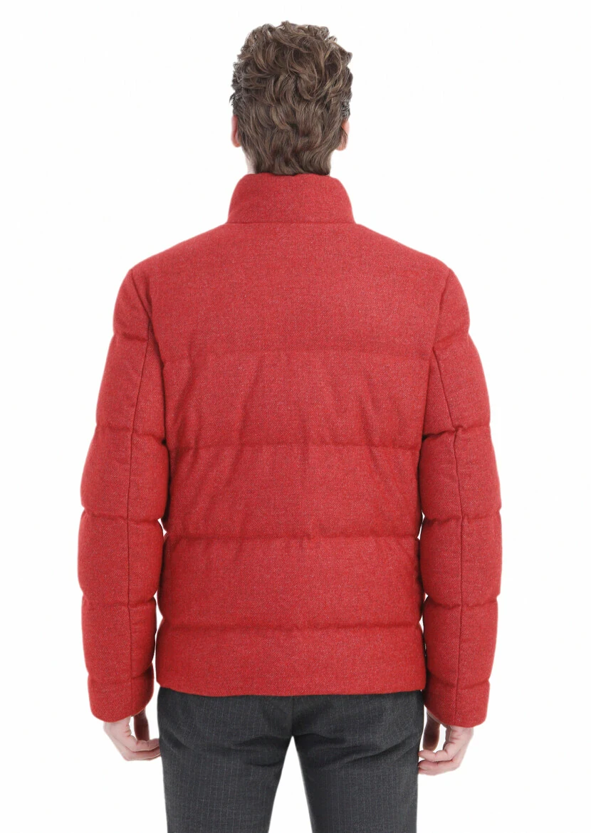 Red Regular Fit Turtleneck Casual Weaving Coat - 8