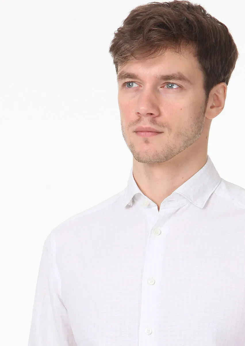 Renksiz Regular Fit Dokuma Casual %100 Pamuk Gömlek - 2