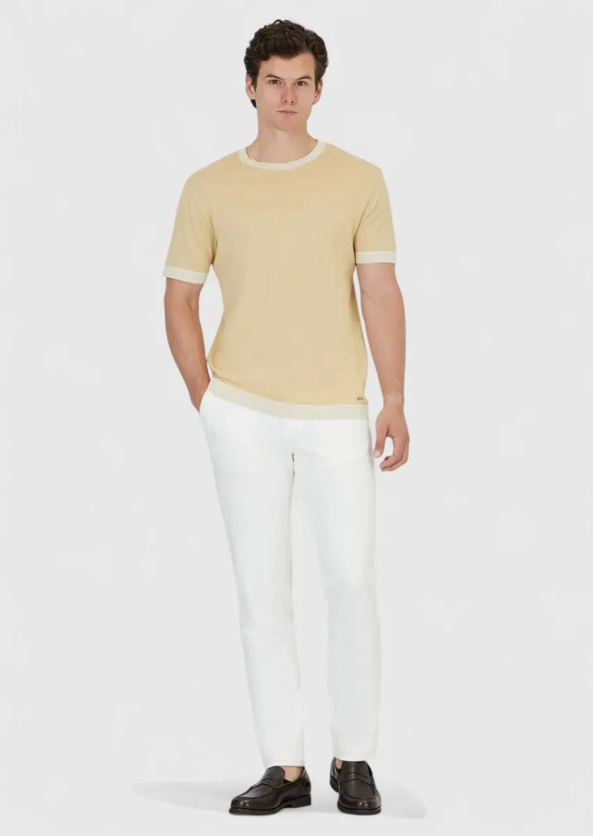 Saffron Plain Crew Neck 100% Cotton T-Shirt - 2