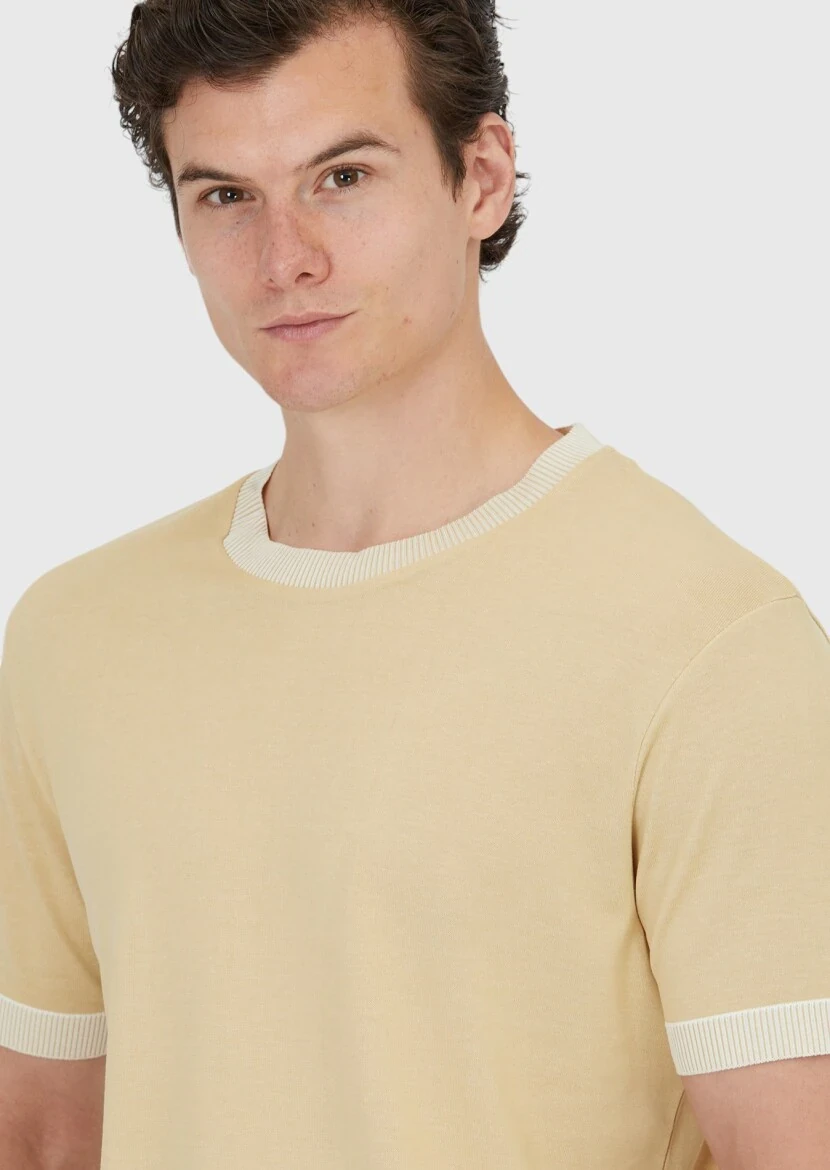 Saffron Plain Crew Neck 100% Cotton T-Shirt - 3