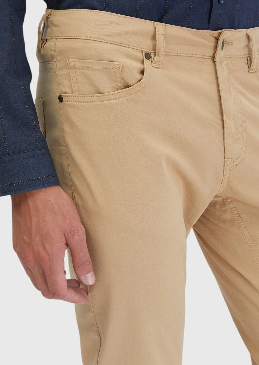 Saffron Weaving Slim Fit Casual Cotton Blended Trousers - 4