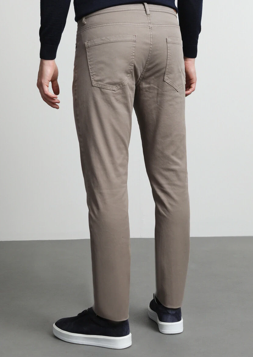 Safran Düz Dokuma Slim Fit Casual Pamuk Karışımlı Pantolon - 4