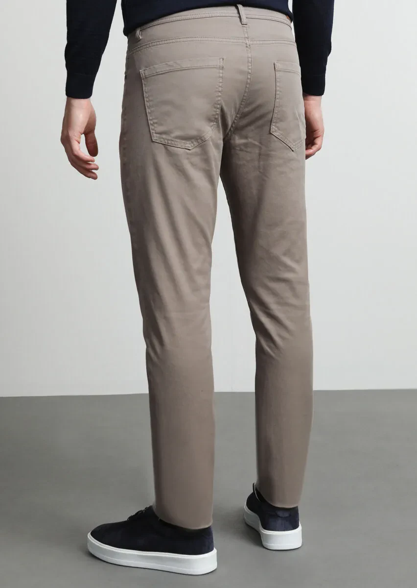 Safran Düz Dokuma Slim Fit Casual Pamuk Karışımlı Pantolon - 4