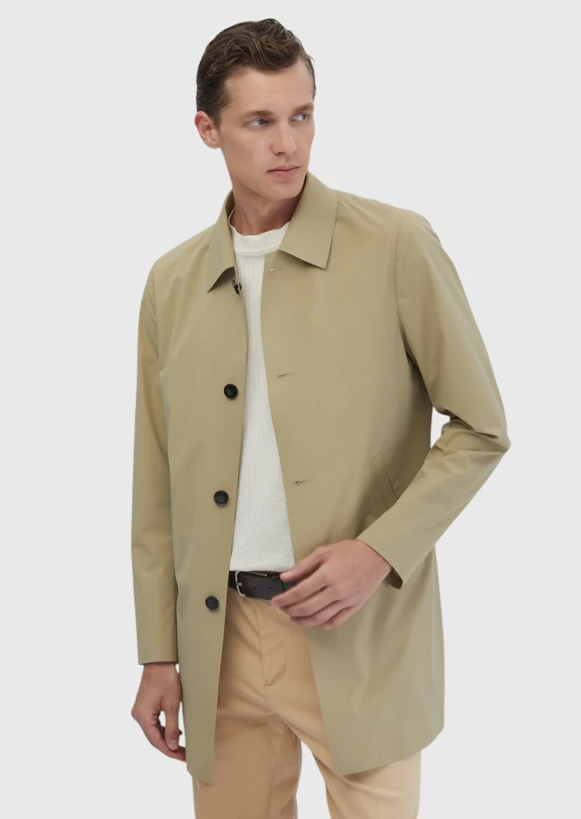 Safran Regular Fit Gömlek Yaka Casual Dokuma Pardesü - RAMSEY