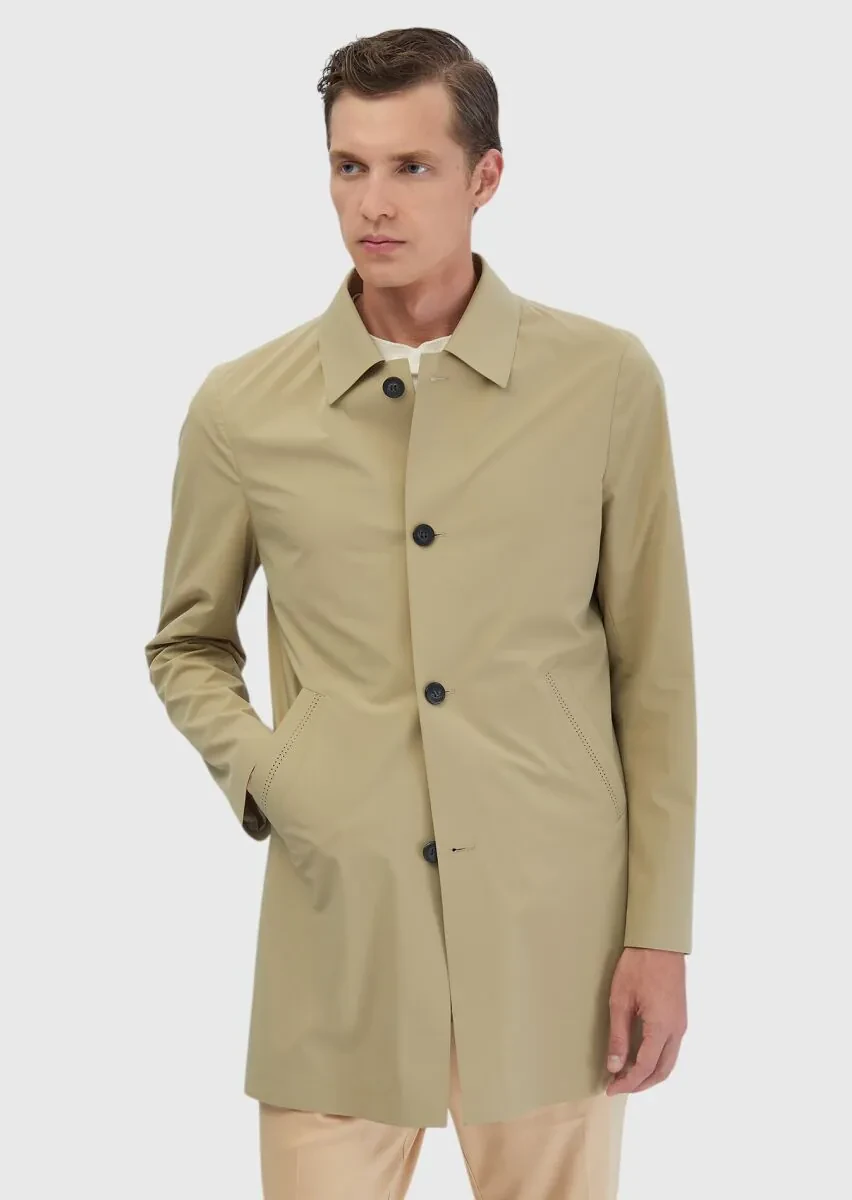 Safran Regular Fit Gömlek Yaka Casual Dokuma Pardesü - 3