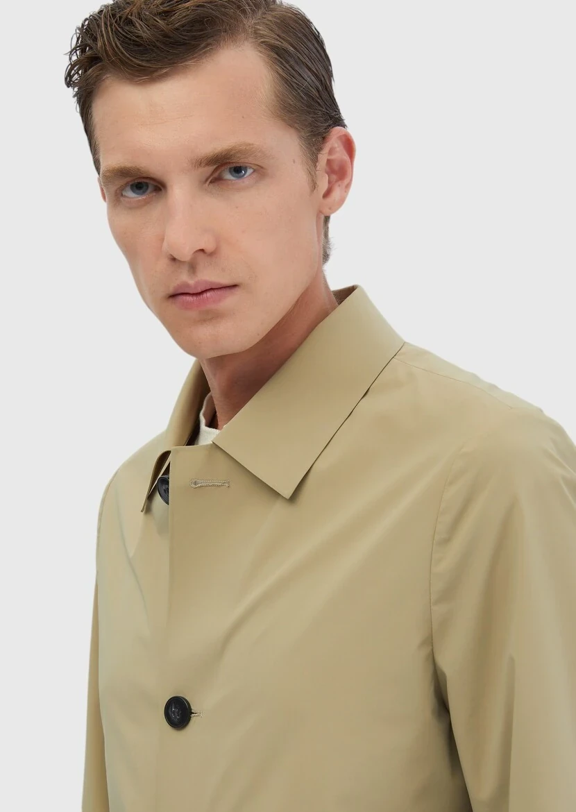 Safran Regular Fit Gömlek Yaka Casual Dokuma Pardesü - 4