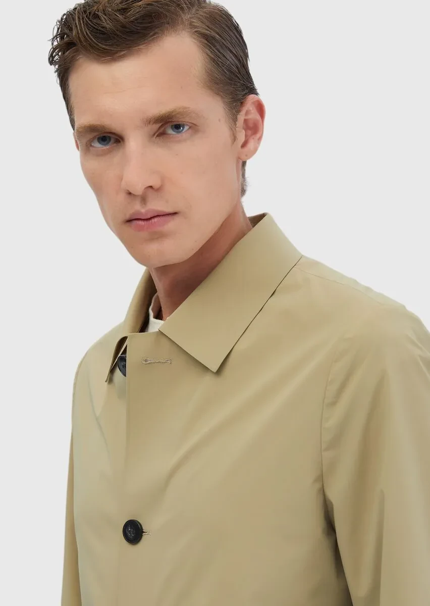 Safran Regular Fit Gömlek Yaka Casual Dokuma Pardesü - 4