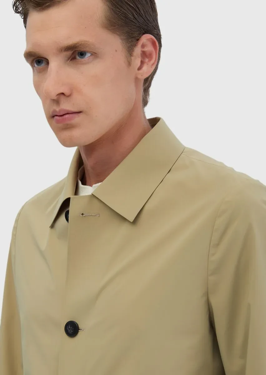 Safran Regular Fit Gömlek Yaka Casual Dokuma Pardesü - 5