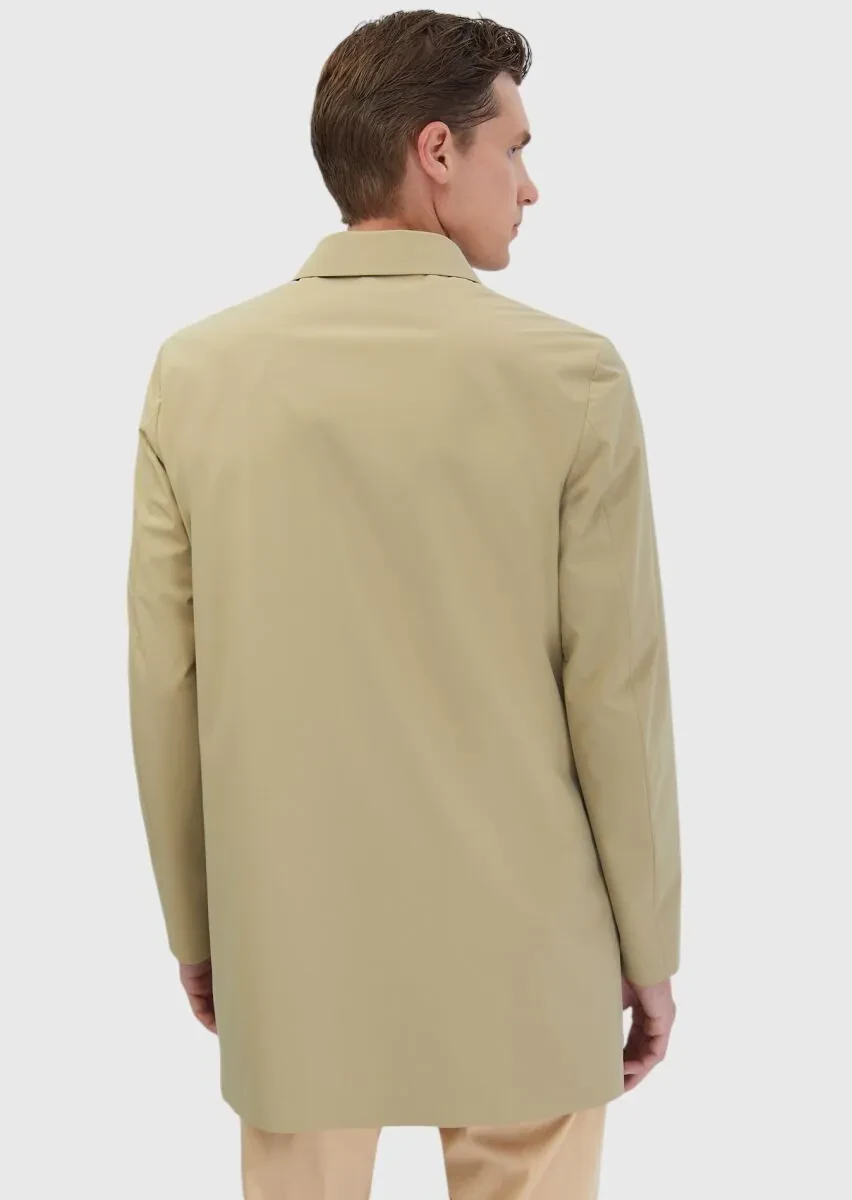 Safran Regular Fit Gömlek Yaka Casual Dokuma Pardesü - 6