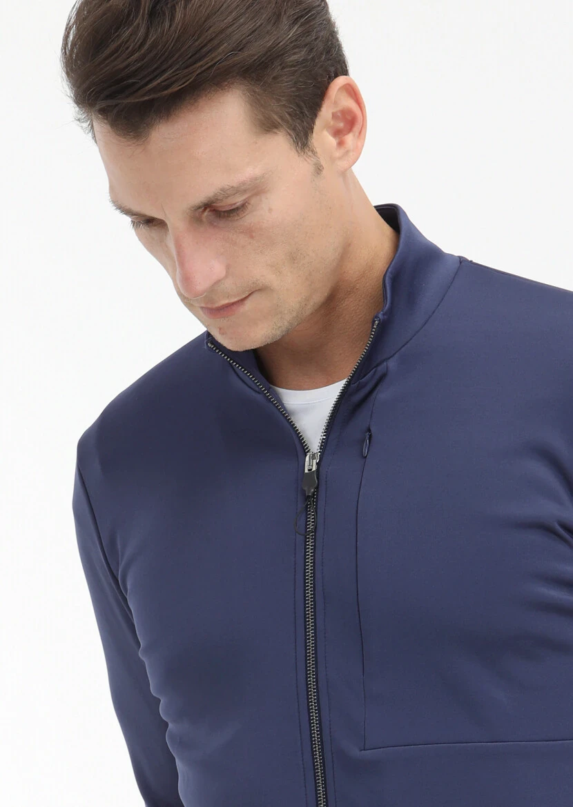 Saks Dik Yaka Düz Sweatshırt - 3