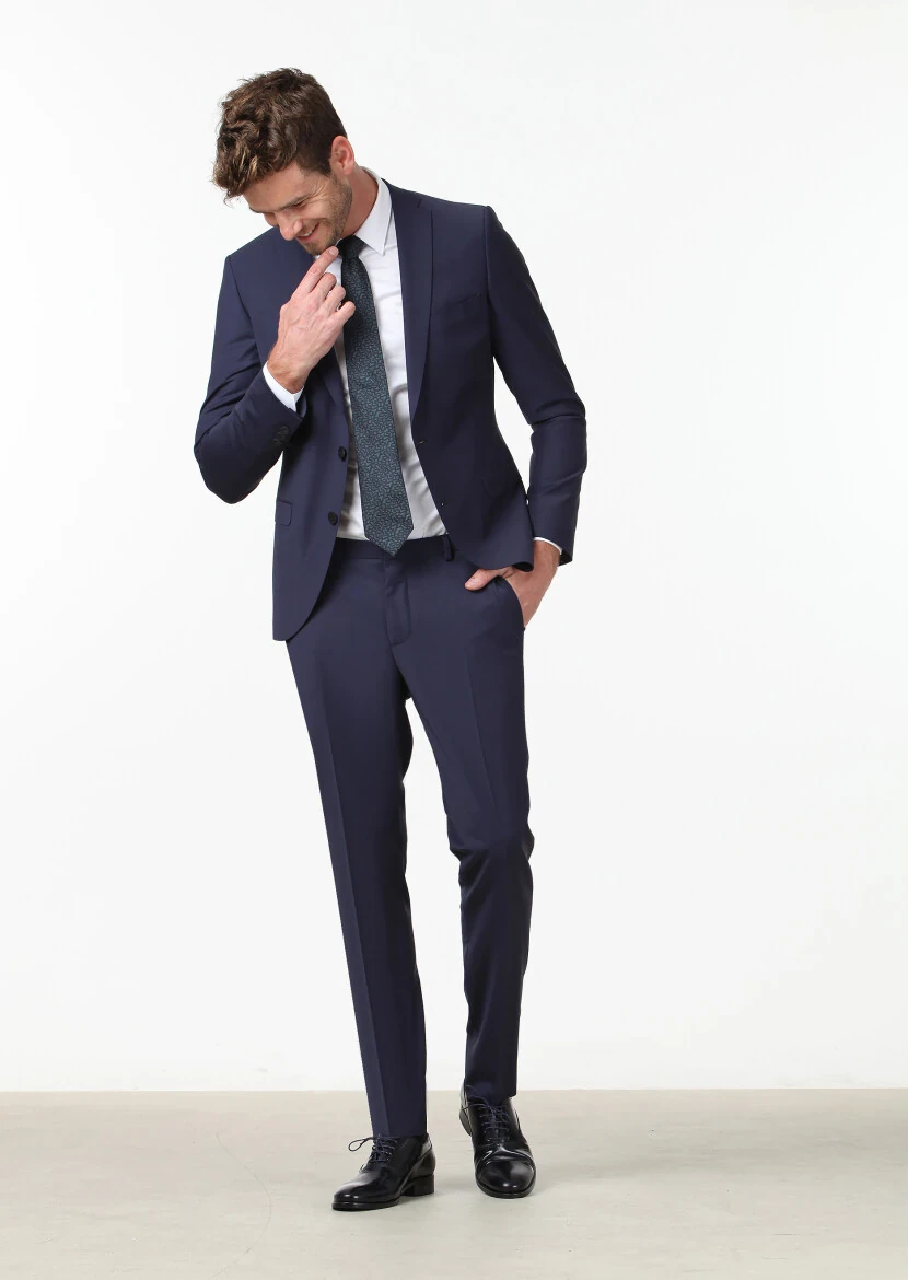 Saks Düz Fashion Slim Fit Yün Karışımlı Takım Elbise - 1