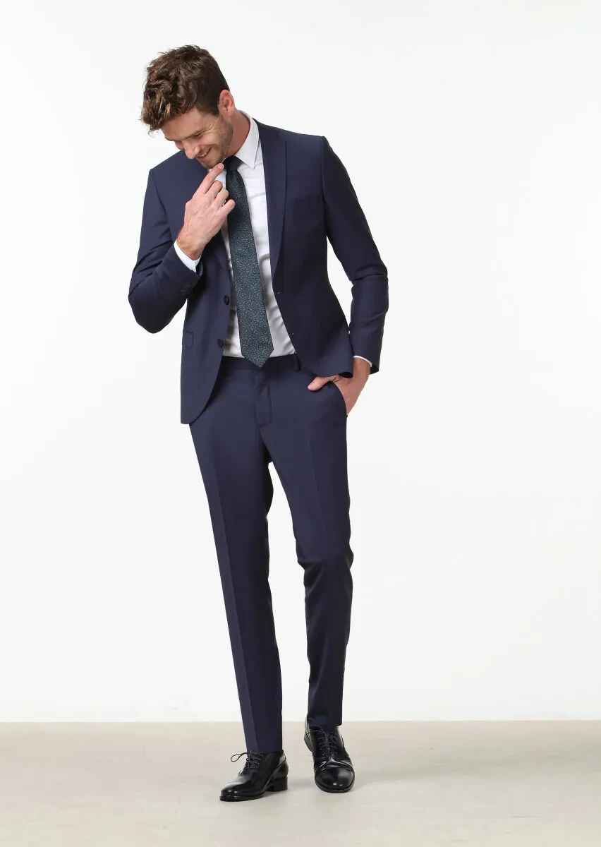 Saks Düz Fashion Slim Fit Yün Karışımlı Takım Elbise - 1