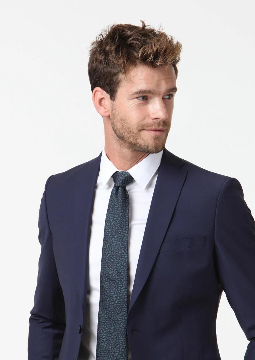 Saks Düz Fashion Slim Fit Yün Karışımlı Takım Elbise - 3