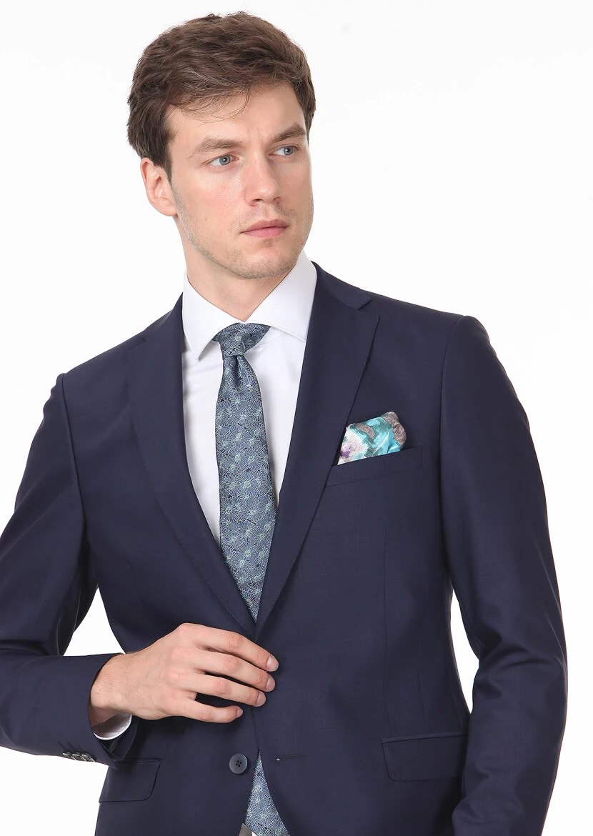 Saks Düz Fashion Slim Fit Yün Karışımlı Takım Elbise - 2