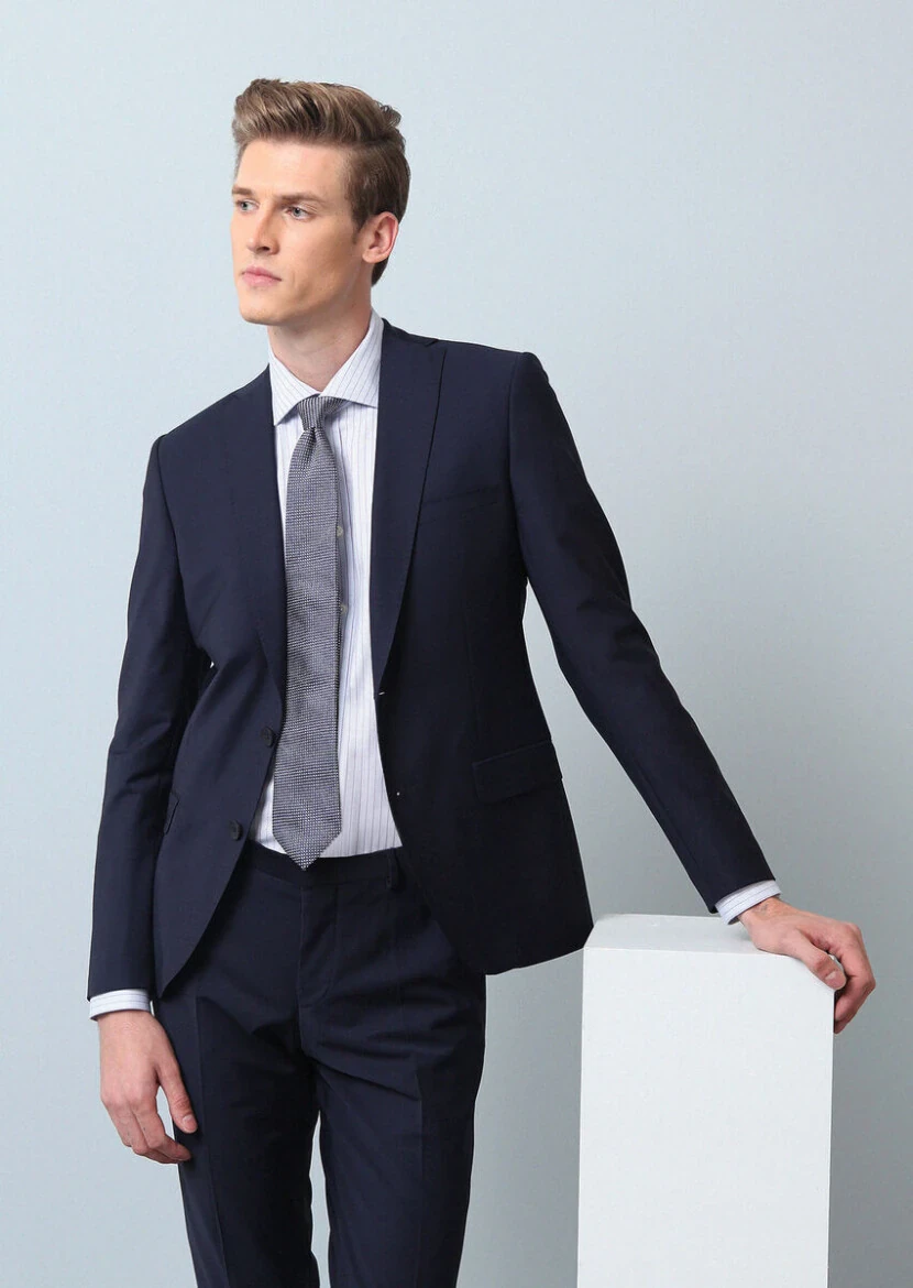 Saks Düz Fashion Slim Fit Yün Karışımlı Takım Elbise - RAMSEY