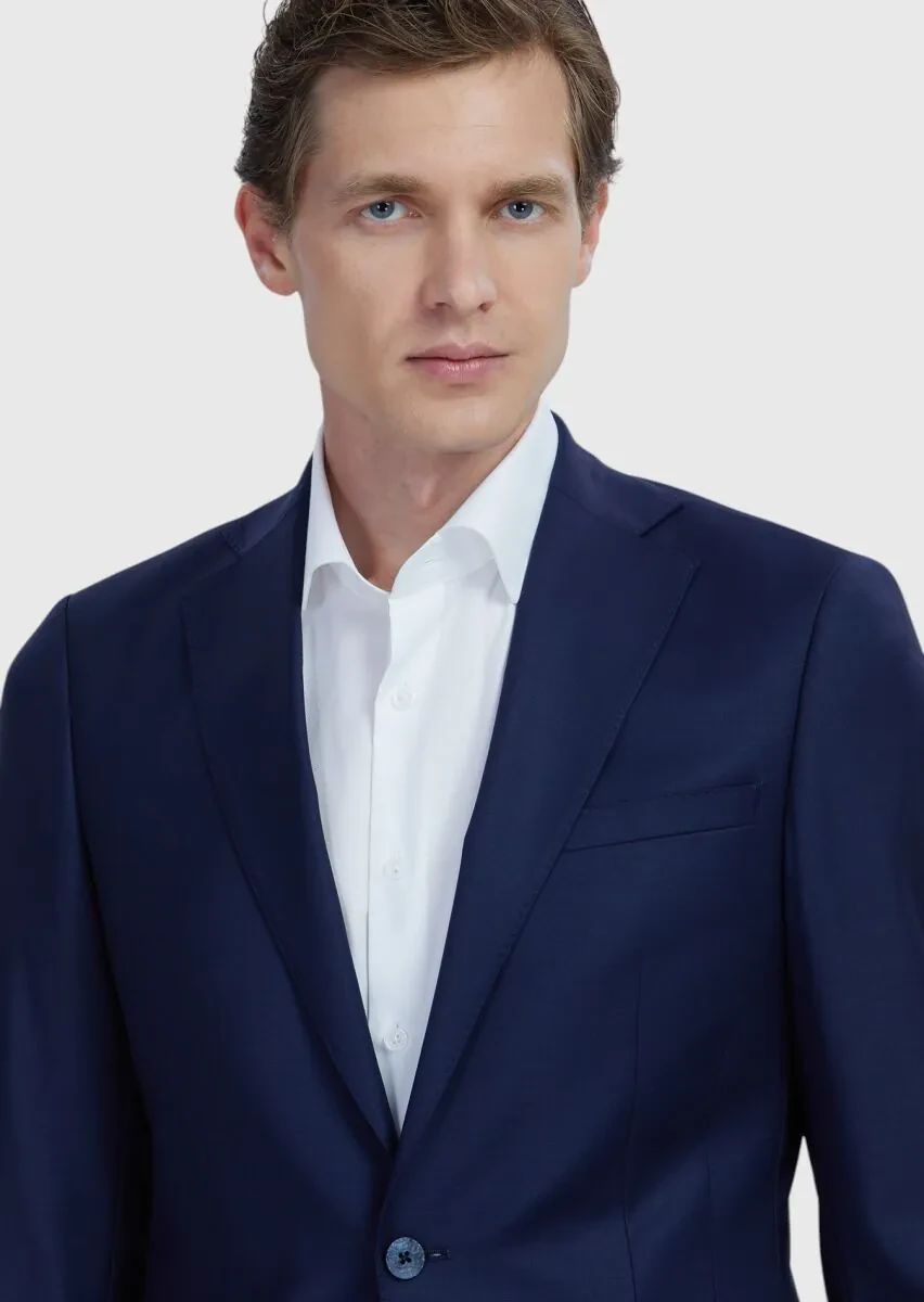 Saks Düz Fashion Slim Fit Yün Karışımlı Takım Elbise - 4