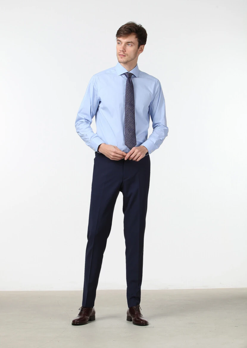 Saks Düz Kumaş Fashion Slim Fit Klasik Yün Karışımlı Pantolon - 1