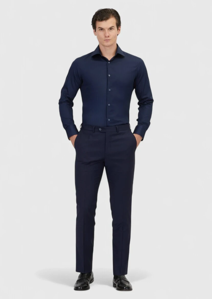 Saks Düz Kumaş Modern Fit Klasik Yün Karışımlı Pantolon - 1