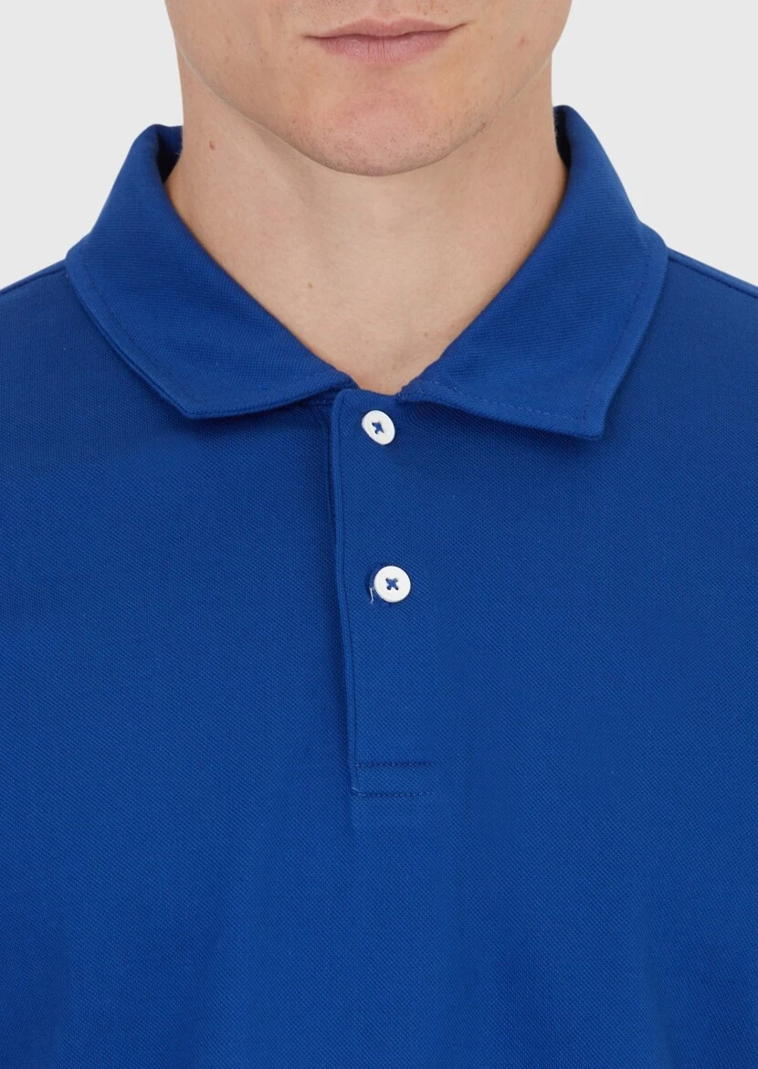 Saks Düz Polo Yaka %100 Pamuk T-Shirt - 4