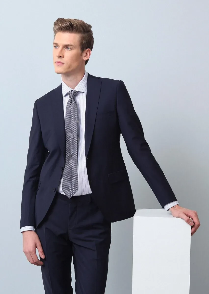 Saks Düz Regular Fit Yün Karışımlı Takım Elbise - 1