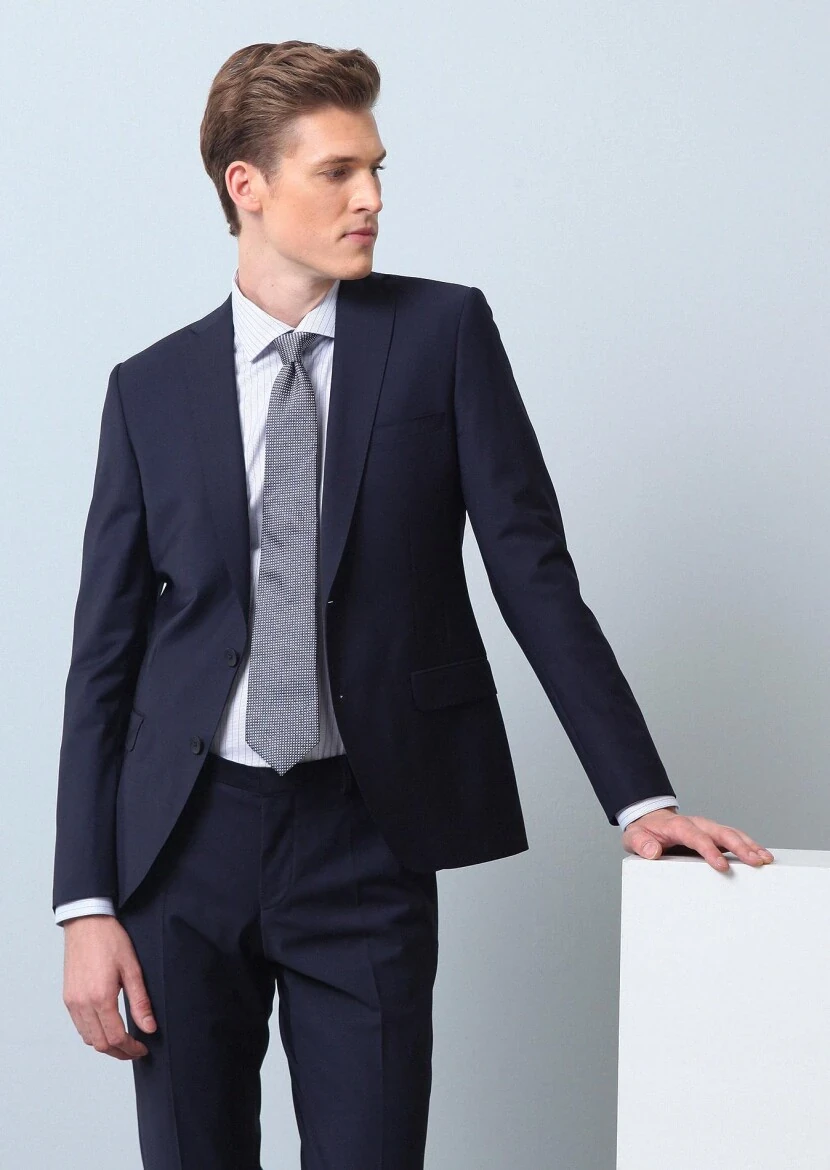 Saks Düz Regular Fit Yün Karışımlı Takım Elbise - 4