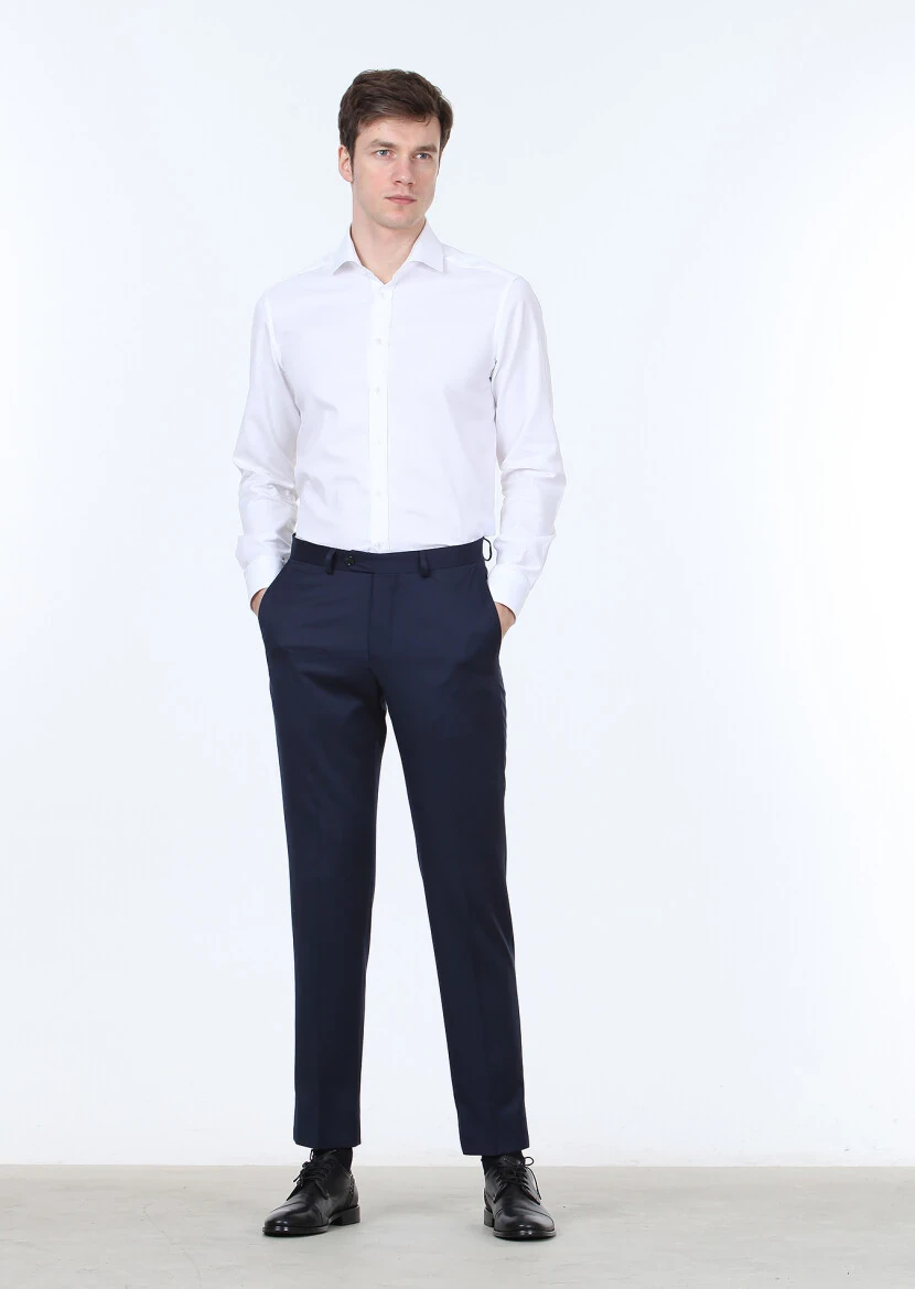 Saks Material Regular Fit Classical 100% Wool Trousers - RAMSEY