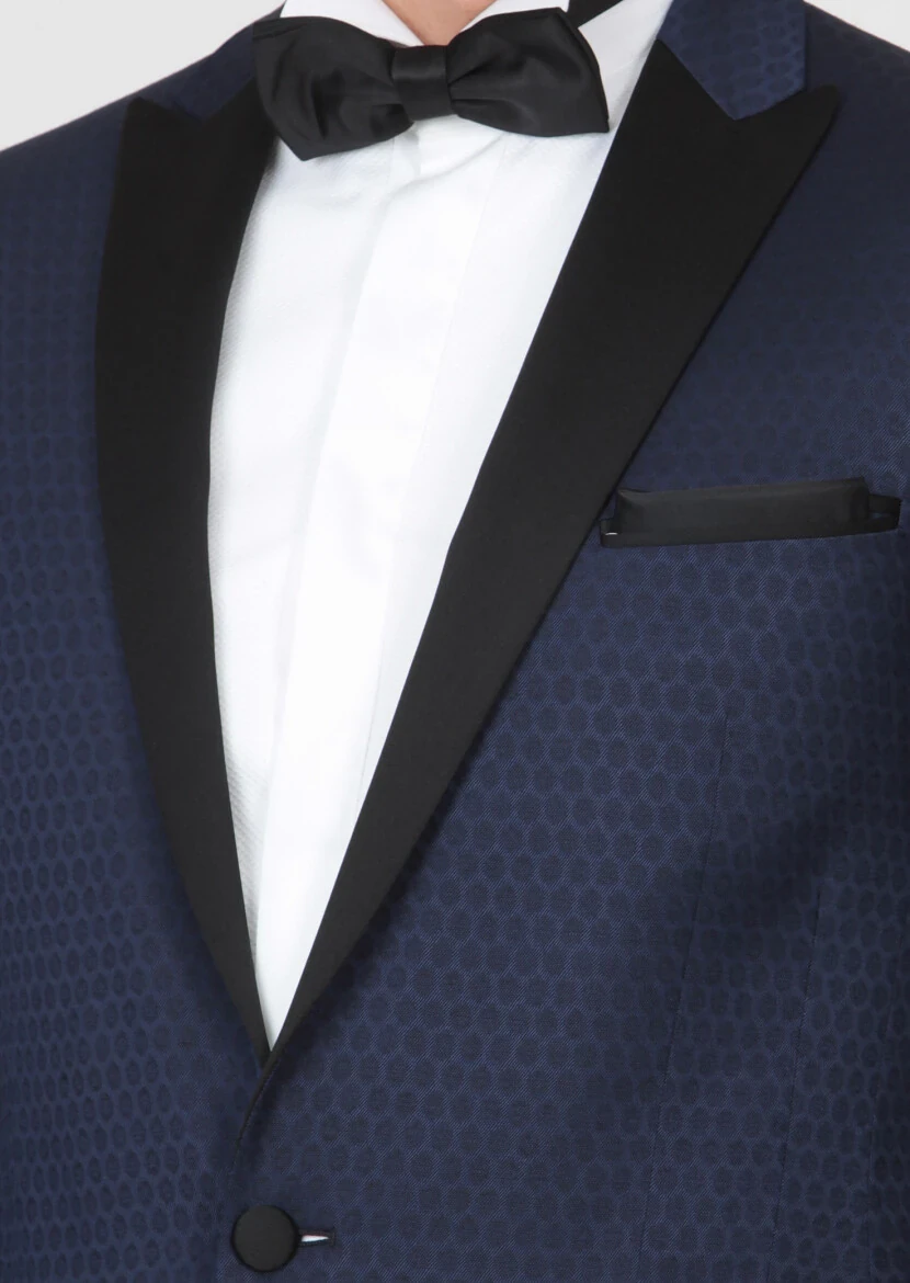 Saks Patterned Fashion Slim Fit Wool Blended Dinner Jacket - 3