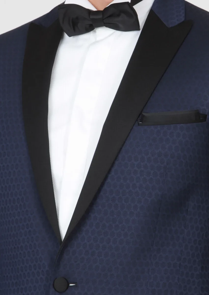 Saks Patterned Fashion Slim Fit Wool Blended Dinner Jacket - 3