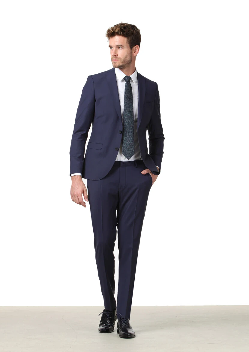 Saks Plain Fashion Slim Fit Wool Blended Suit - 2