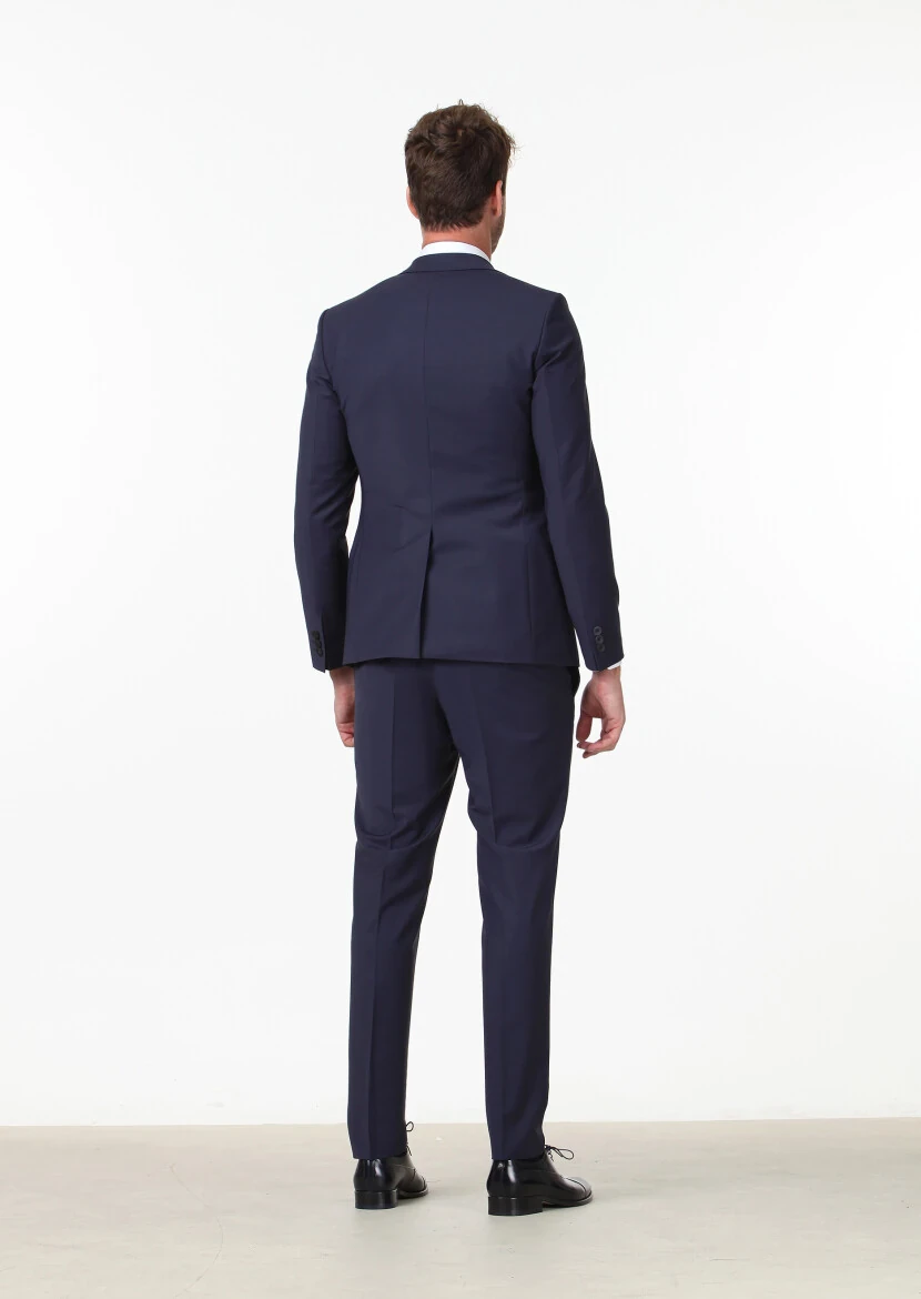 Saks Plain Fashion Slim Fit Wool Blended Suit - 4