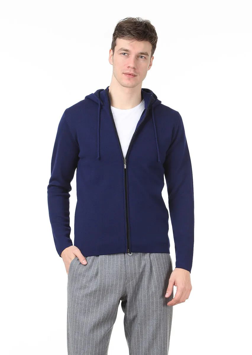 Saks Plain Knitting Wool Blended Cardigan - 1