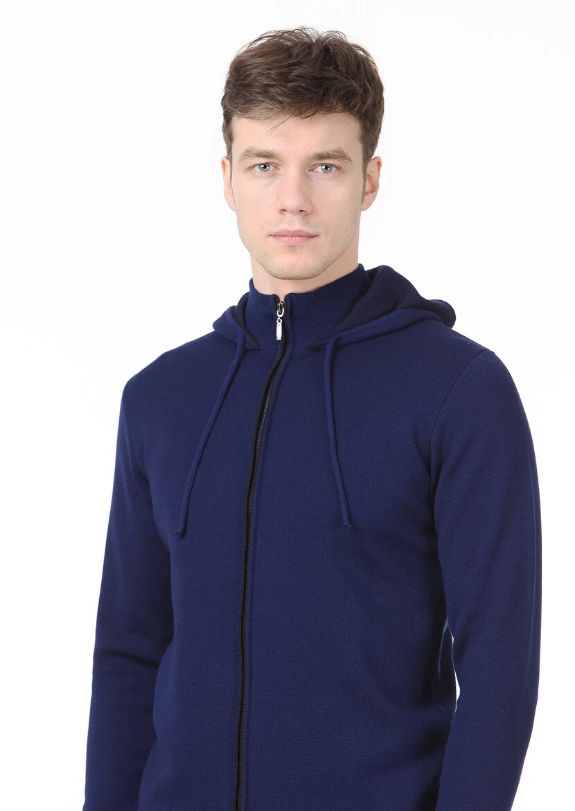 Saks Plain Knitting Wool Blended Cardigan - 2