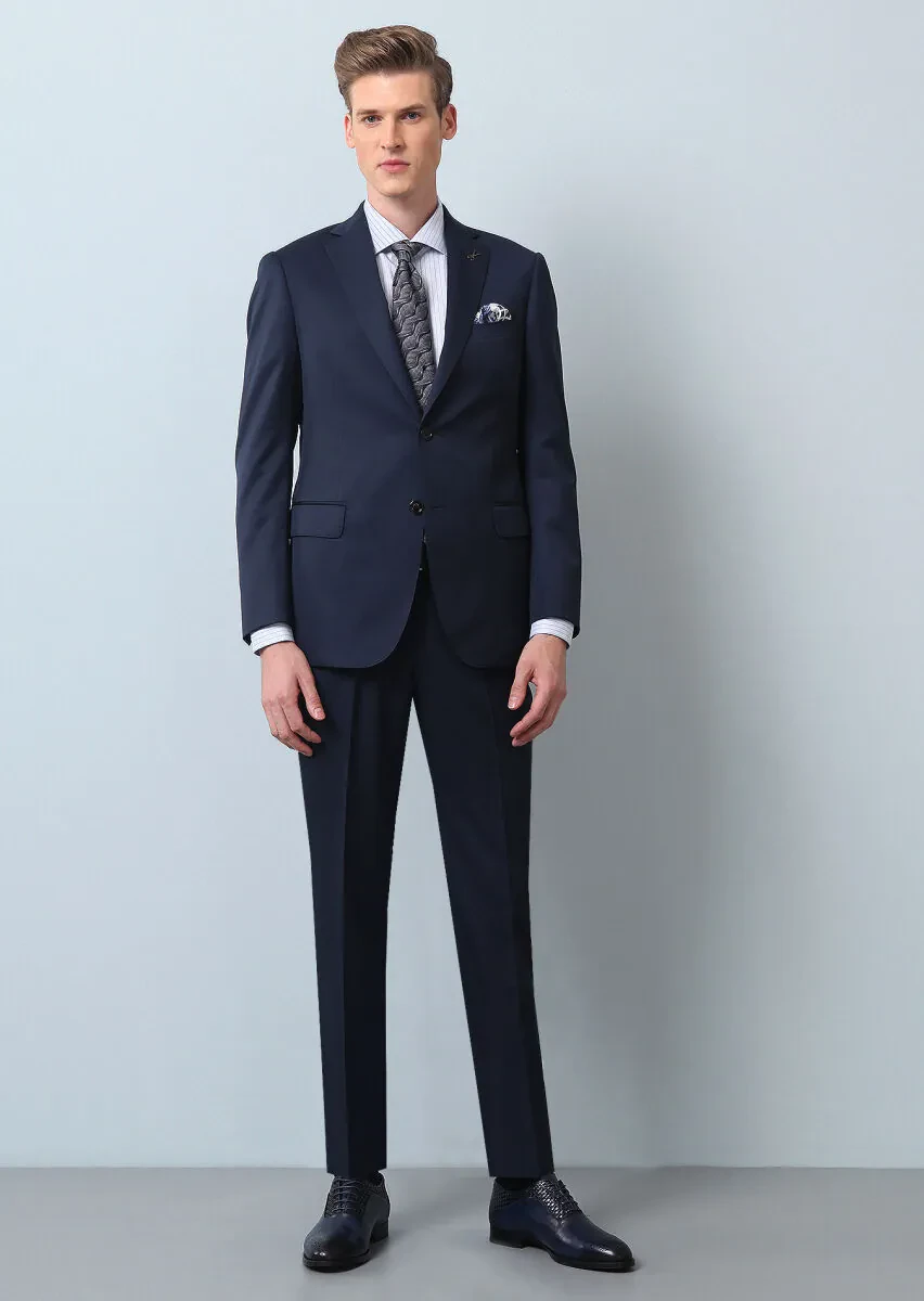 Saks Plain Regular Fit 100% Wool Suit - 3