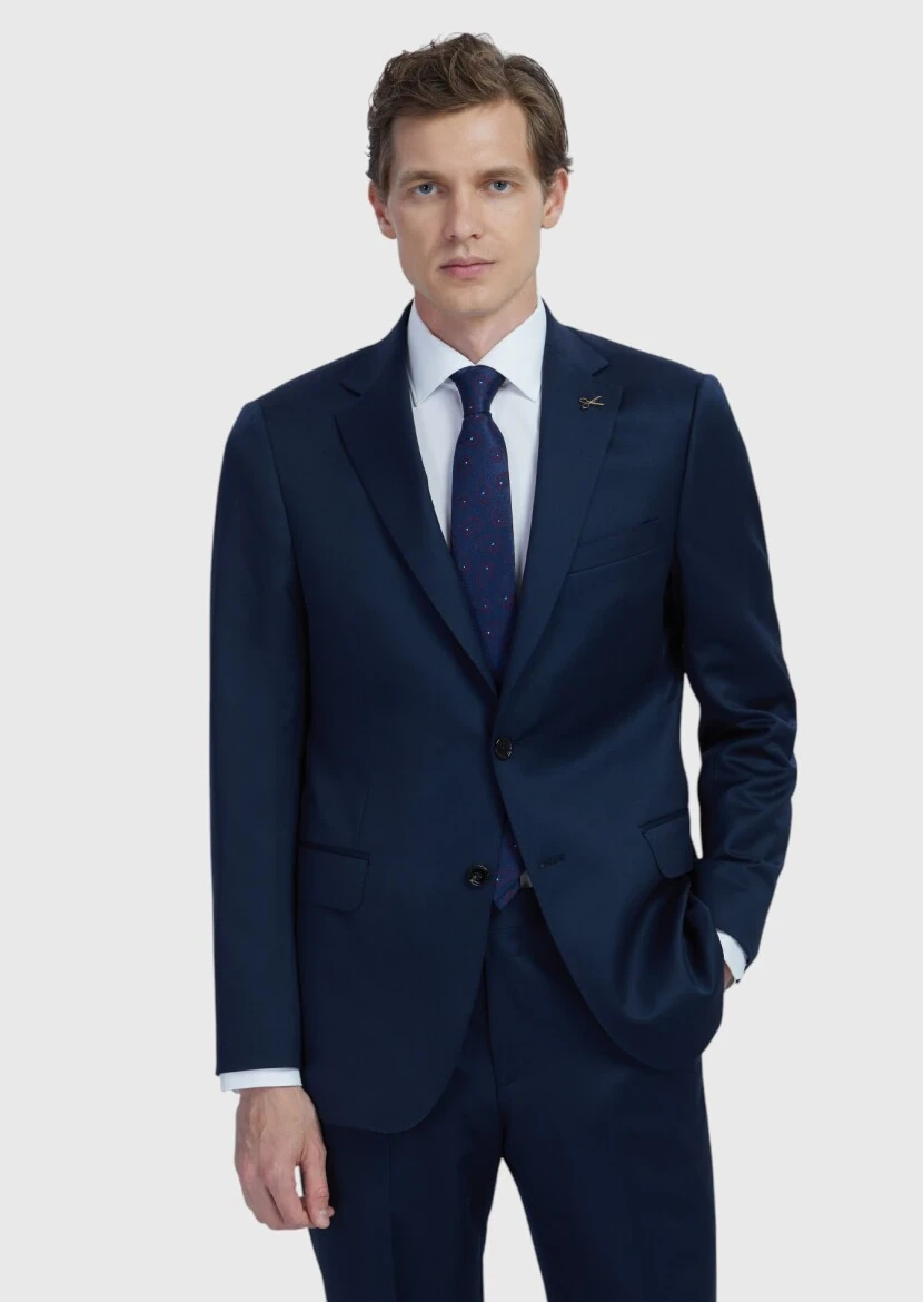 Saks Plain Regular Fit 100% Wool Suit - 1
