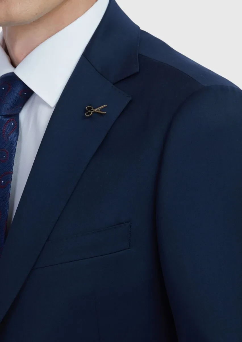 Saks Plain Regular Fit 100% Wool Suit - 4