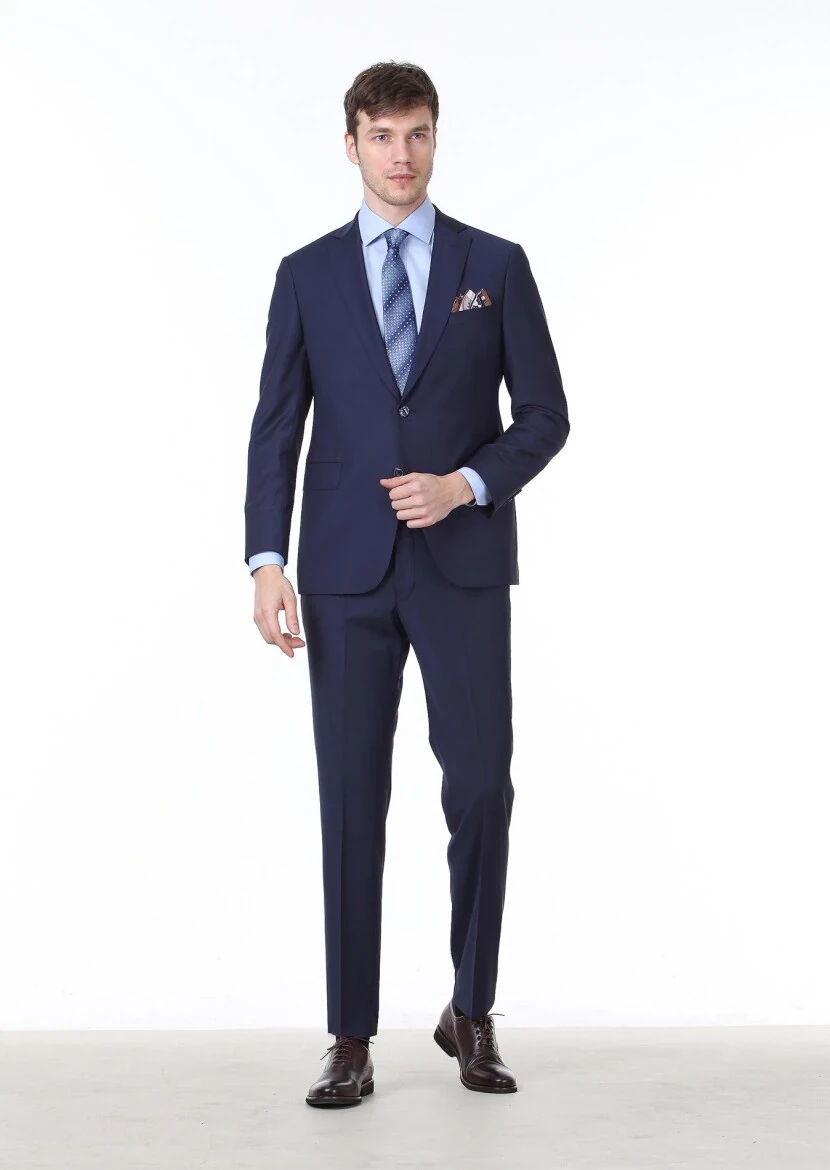 Saks Plain Regular Fit Wool Blended Suit - RAMSEY