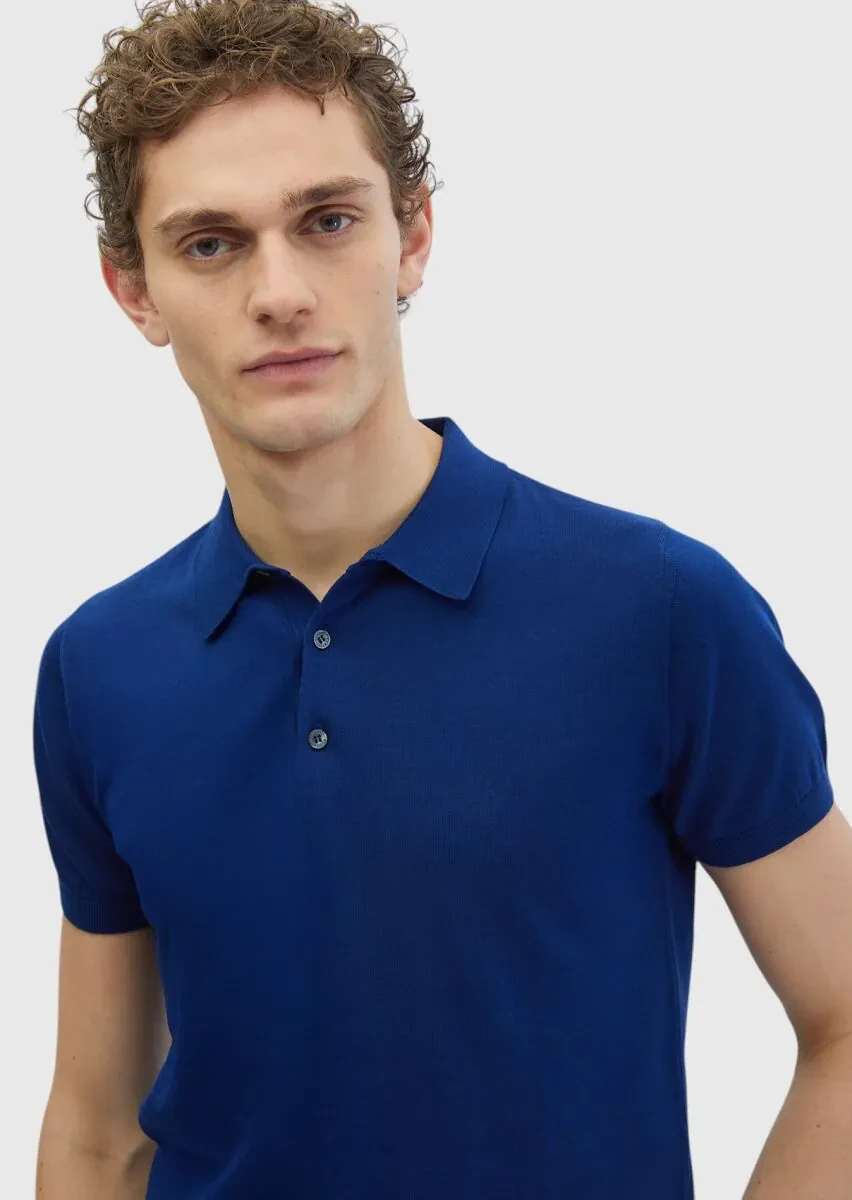 Saks Polo Yaka %100 Pamuk Triko - 3