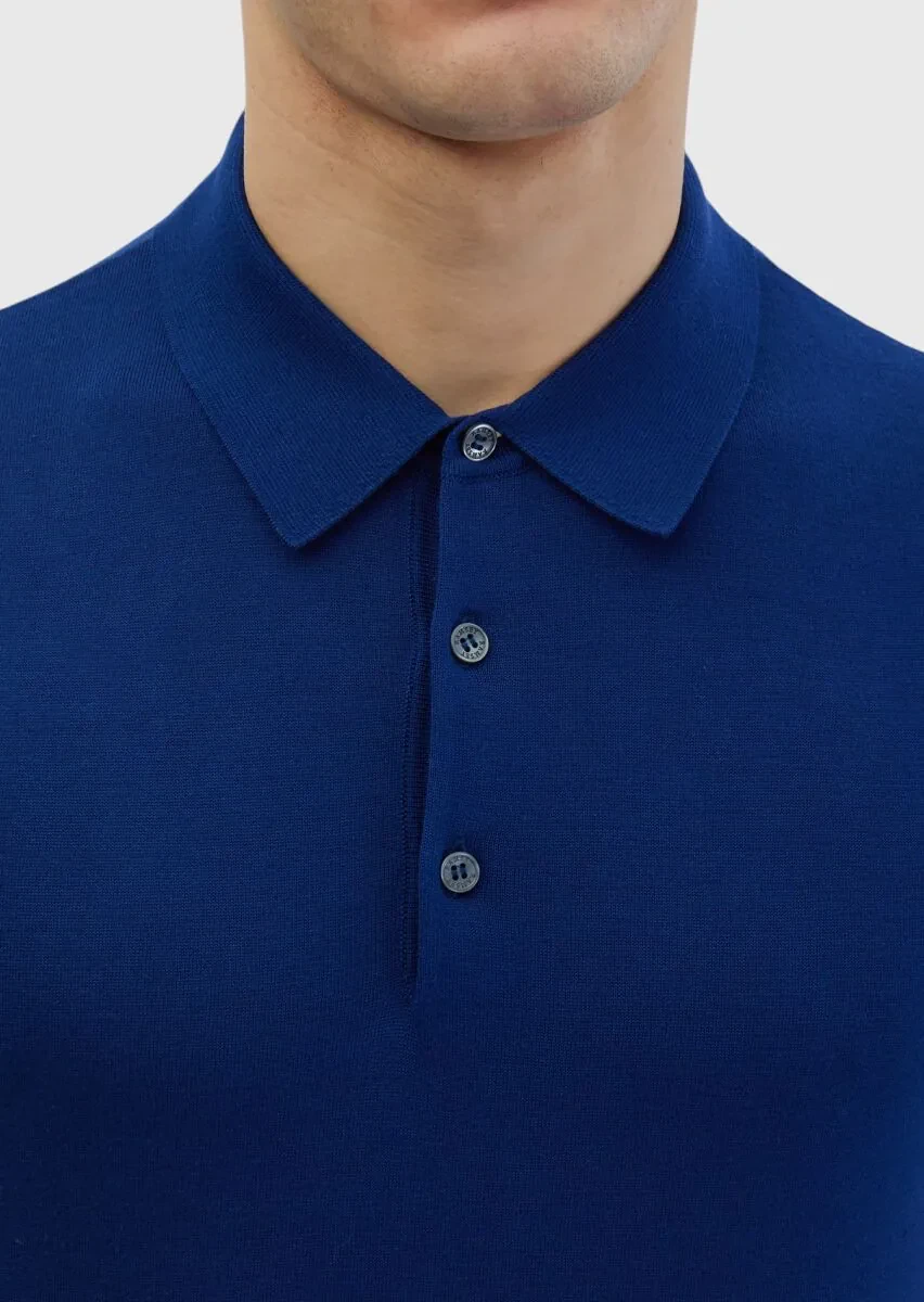 Saks Polo Yaka %100 Pamuk Triko - 4