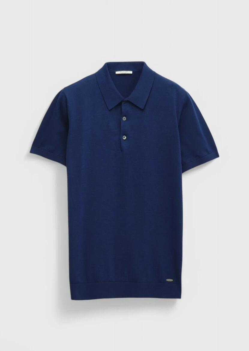 Saks Polo Yaka %100 Pamuk Triko - 6