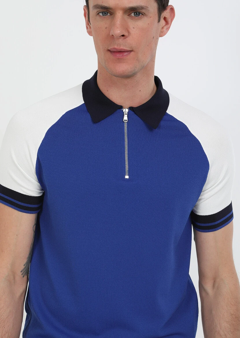 Saks Polo Yaka Düz Örgü Triko - 3