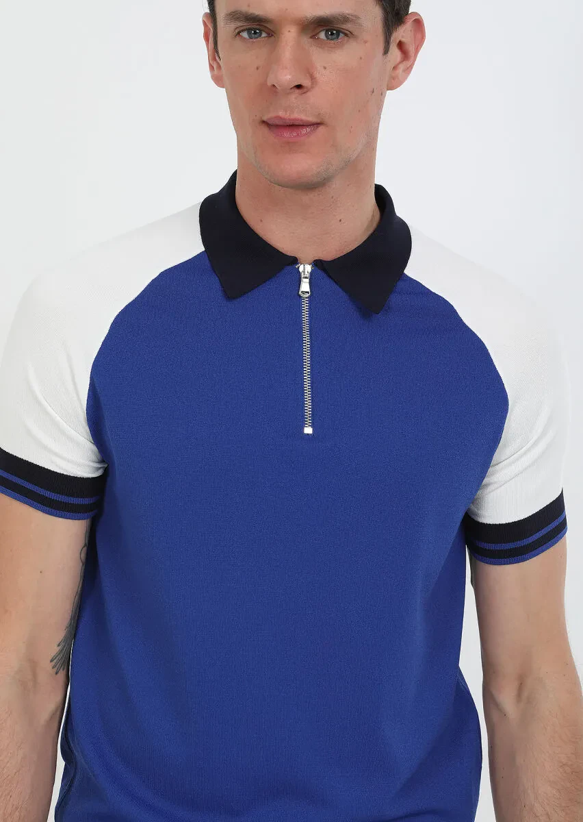 Saks Polo Yaka Düz Örgü Triko - 3