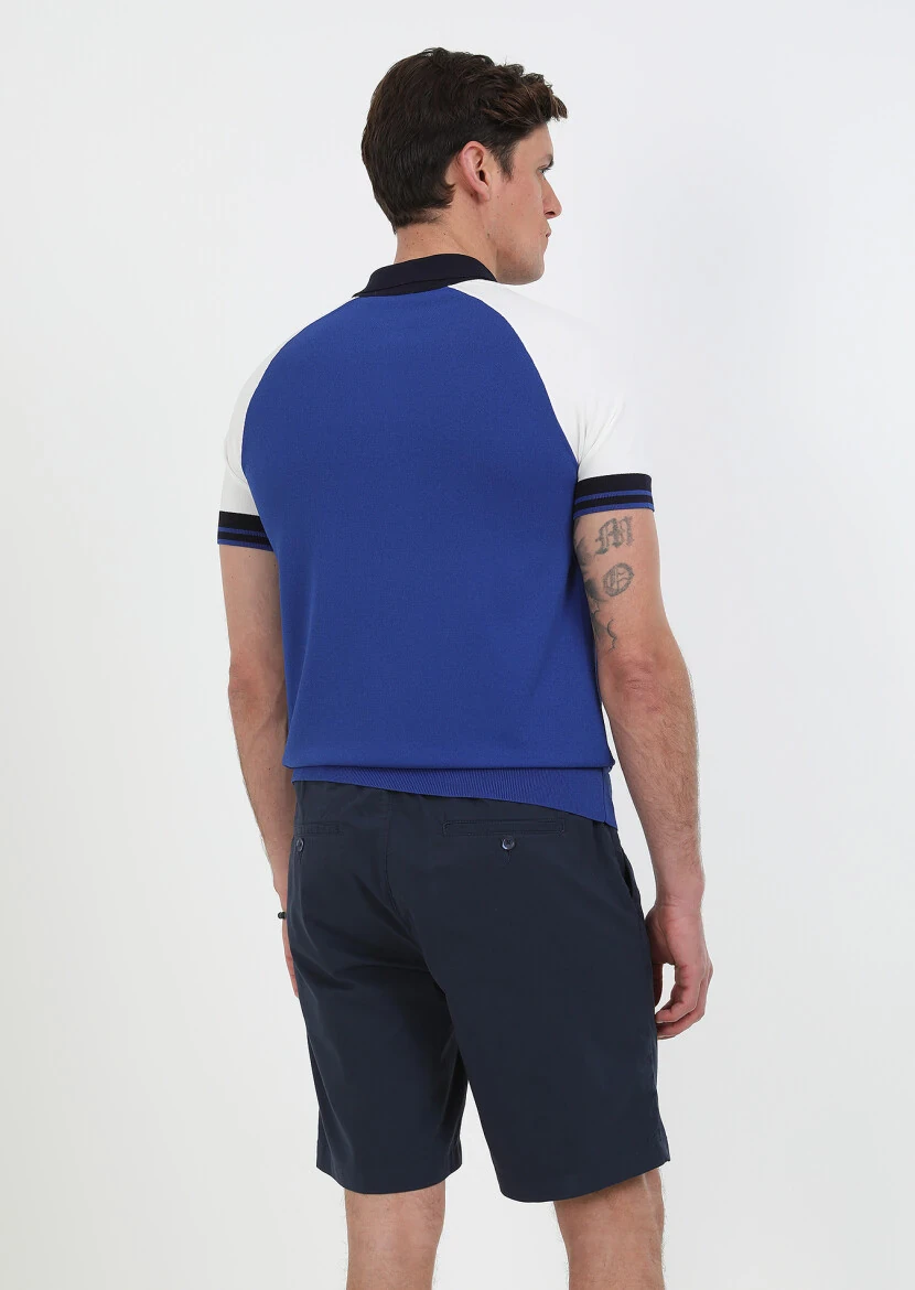 Saks Polo Yaka Düz Örgü Triko - 5