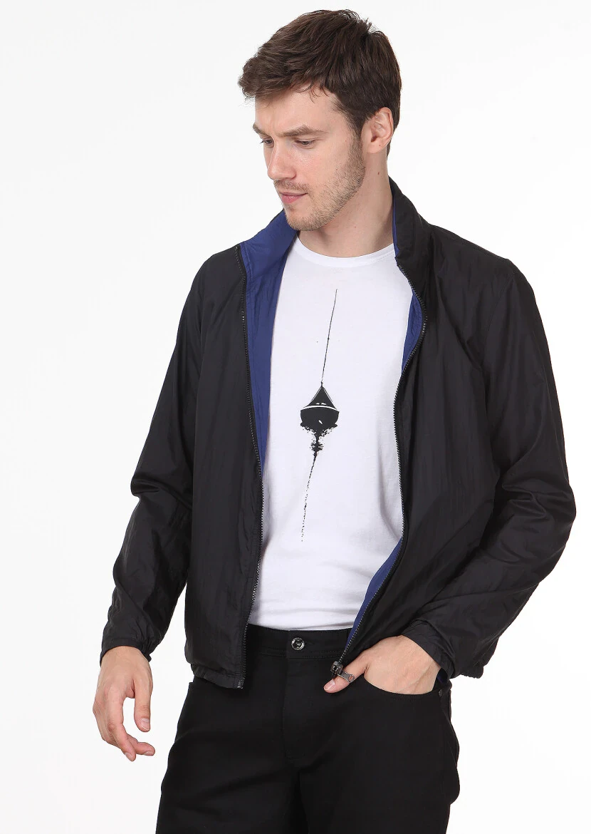 Saks Regular Fit Dik Yaka Casual Dokuma Mont 