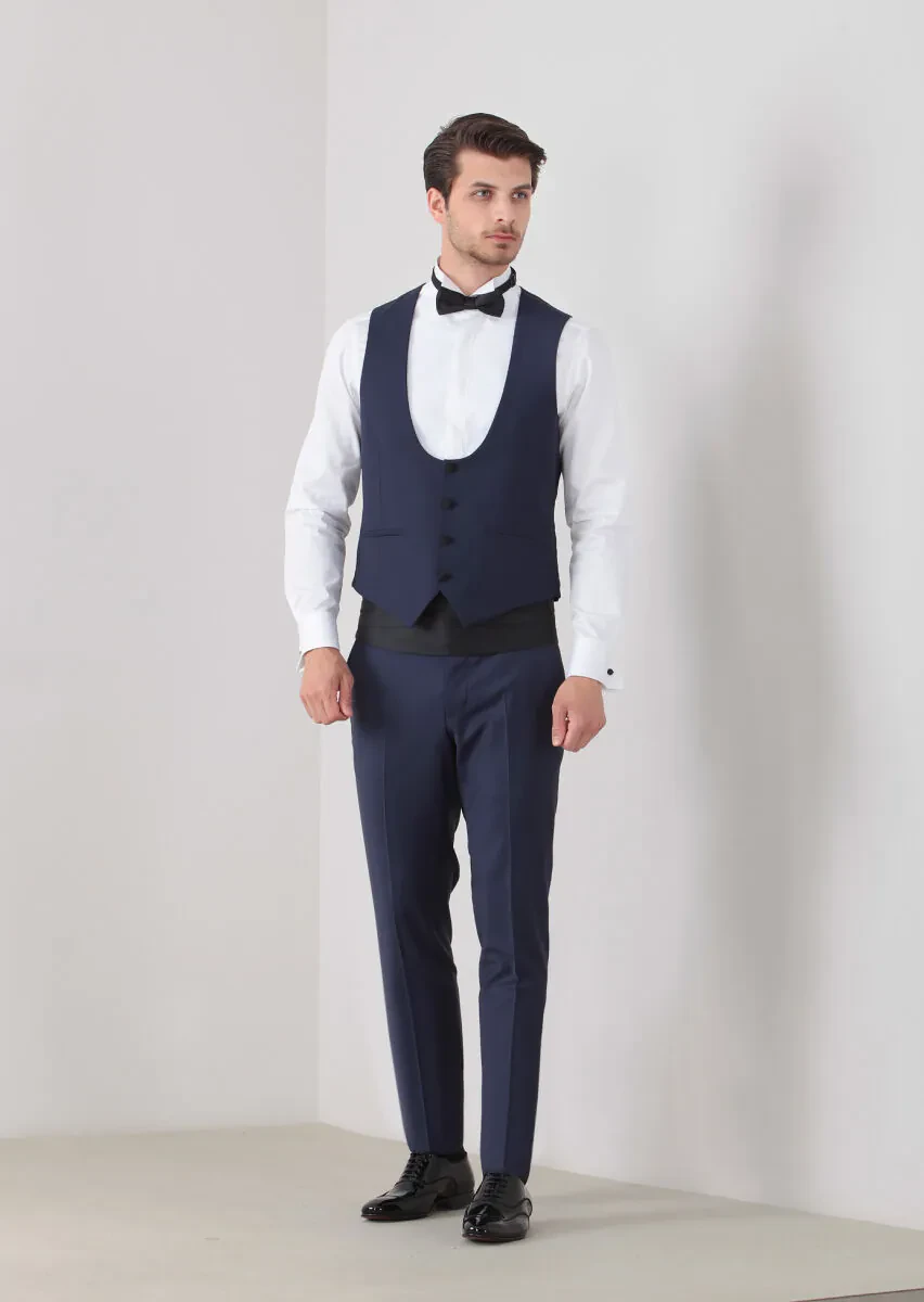 Saks Slim Fit Kelebek Yaka Klasik Yelek - 2