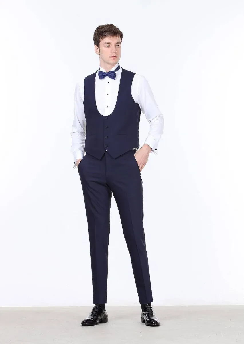Saks Slim Fit Kelebek Yaka Klasik Yelek - 3