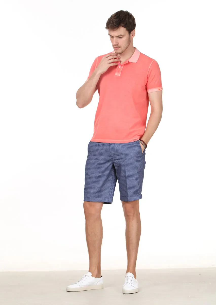 Salmon Plain Polo Neck 100% Cotton T-Shirt - 3
