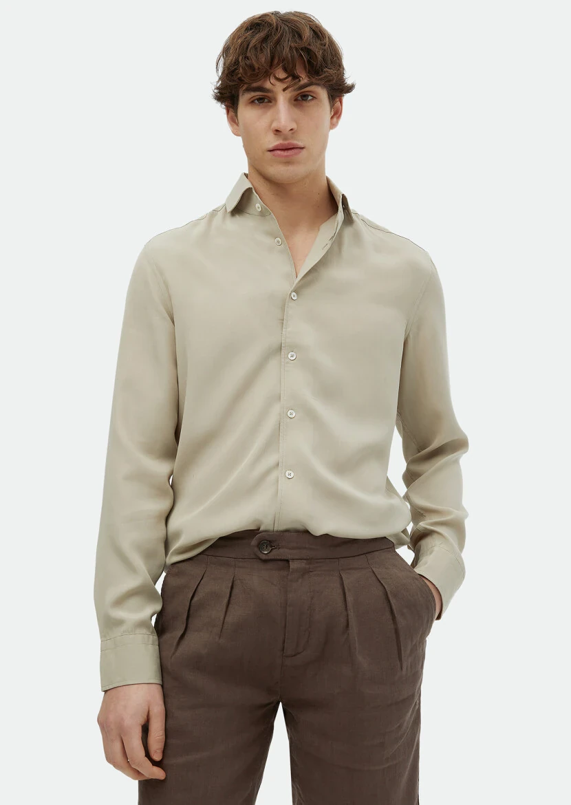 Sandy Plain Regular Fit Weaving Casual Shirt - 1